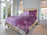 Bavlnené obliečky fialovej farby s jemným kvetinovým vzorom | 1x 140/220, 1x 90/70