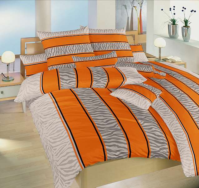 Bavlnené obliečky oražnovej farby so šedou Safari oranžové Dadka