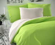 Obliečky saténové zeleno biele luxusné | 1x 200/200, 2x 90/70