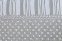 Krepové obliečky vidieckeho štýlu šedej farby s bielymi bodkami a po stranách s prúžkami český výrobce