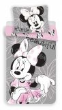 Disney bavlnené obliečky Minnie šedej farby a jemne ružovej farby | 1x 140/200, 1x 90/70