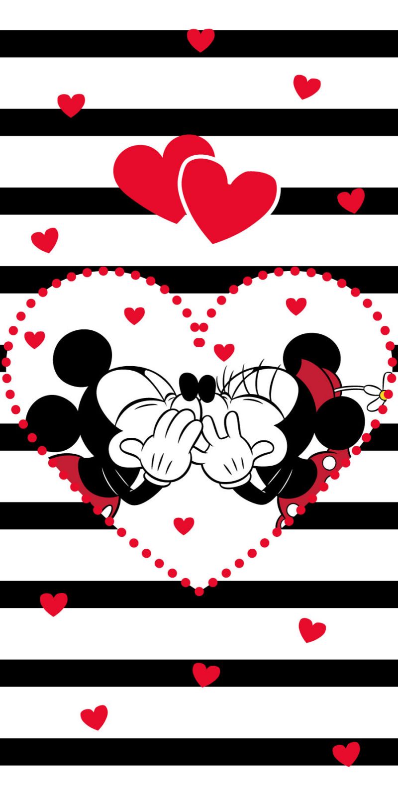 Detská osuška Mickey a Minnie na pruhovanom podklade Jerry Fabrics