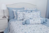 Flanelové posteľné prádlo so vzorom průžku a růža modré farby