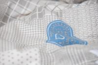 Flanelové obliečky obojstranné romantického štýlu so vzorom patchworku a modrých srdiečok