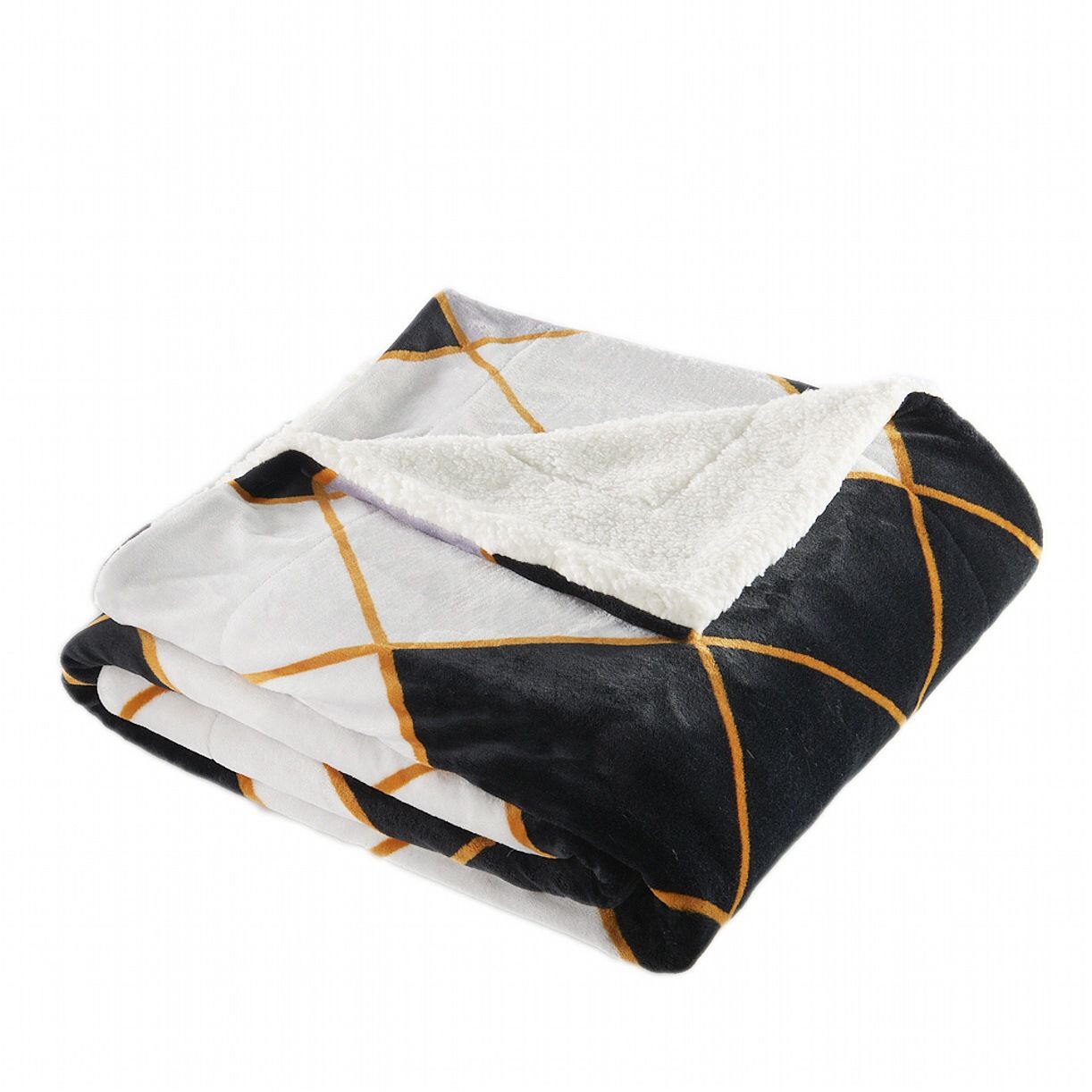 Mikroflanelová deka s imitáciou ovčej vlny Káry čiernosivé Jerry Fabrics